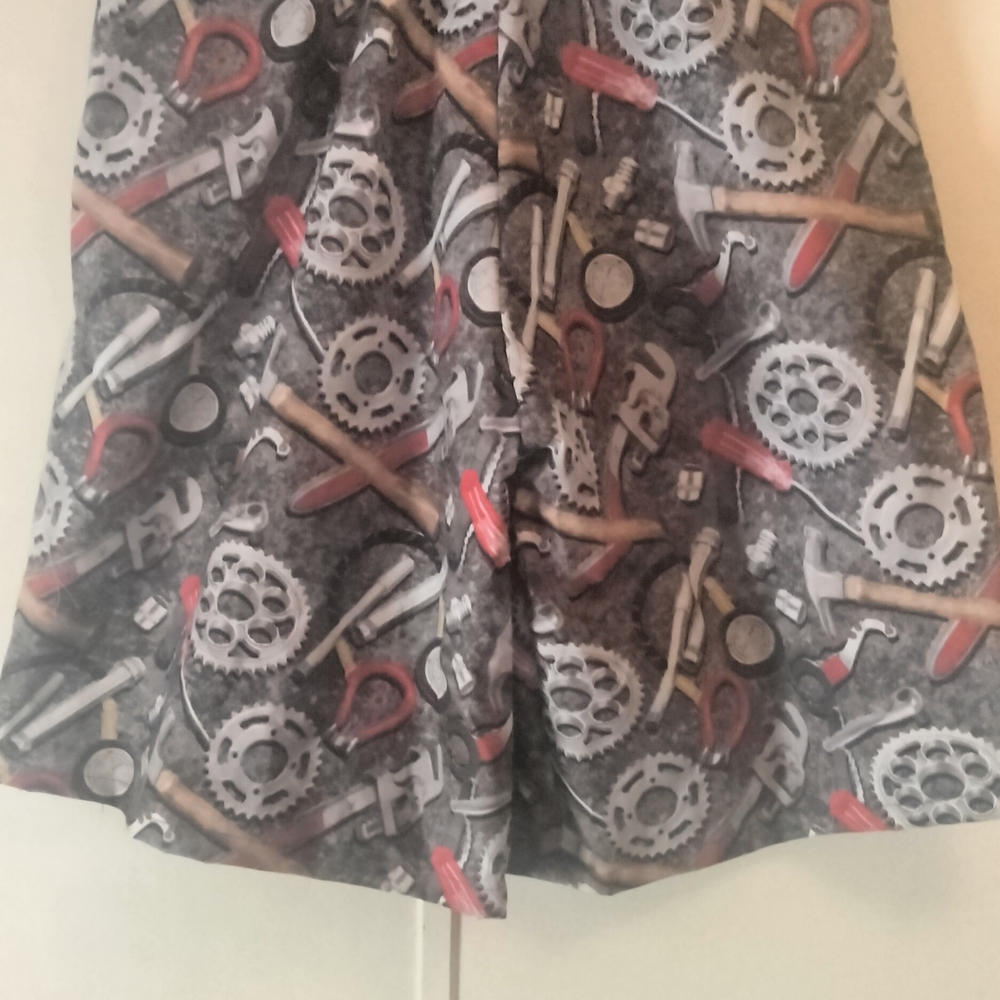 Gray Men's Athletic Shorts with Tool-Print